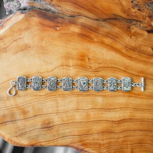 Brighton “Angel Heart” Silver Symbol Link Bracelet Infinity Toggle Clasp 8"